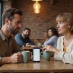 Twee volwassenen genieten van koffie in een gezellig café