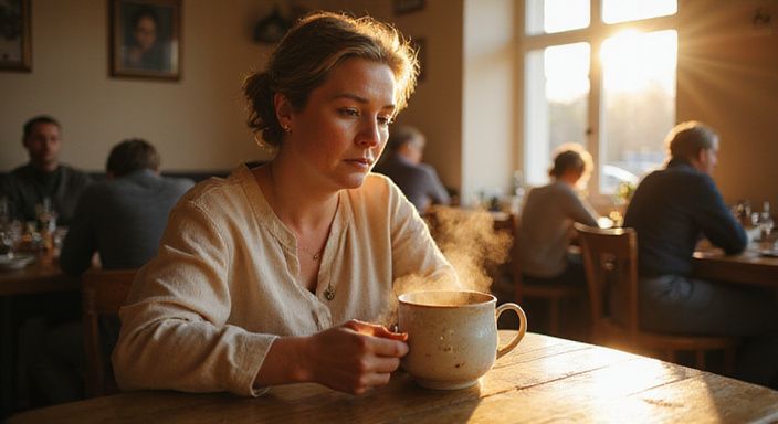 Een vrouw in een café verdiept in haar smartphone. Een vrouw in een café verdiept in haar smartphone.